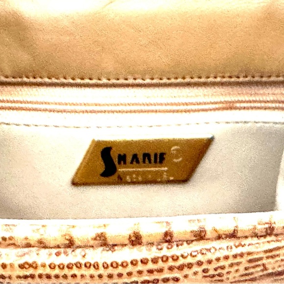 SHARIF Made in USA Python Leather & Fabric Crossbody Bag Brown/Beige EUC - Picture 4 of 14